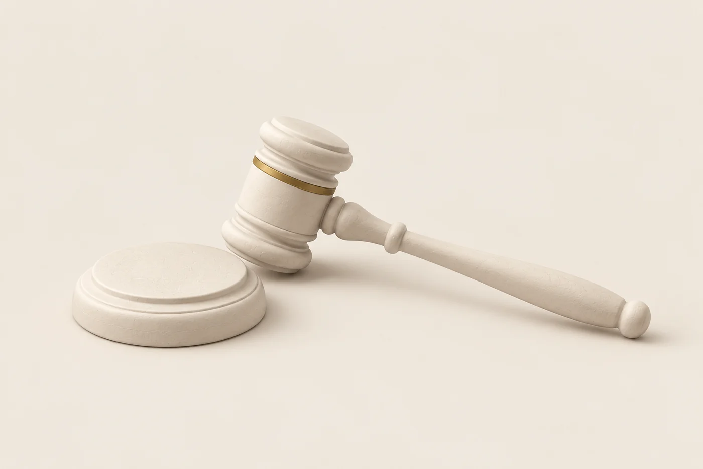 A plaster gavel on its block