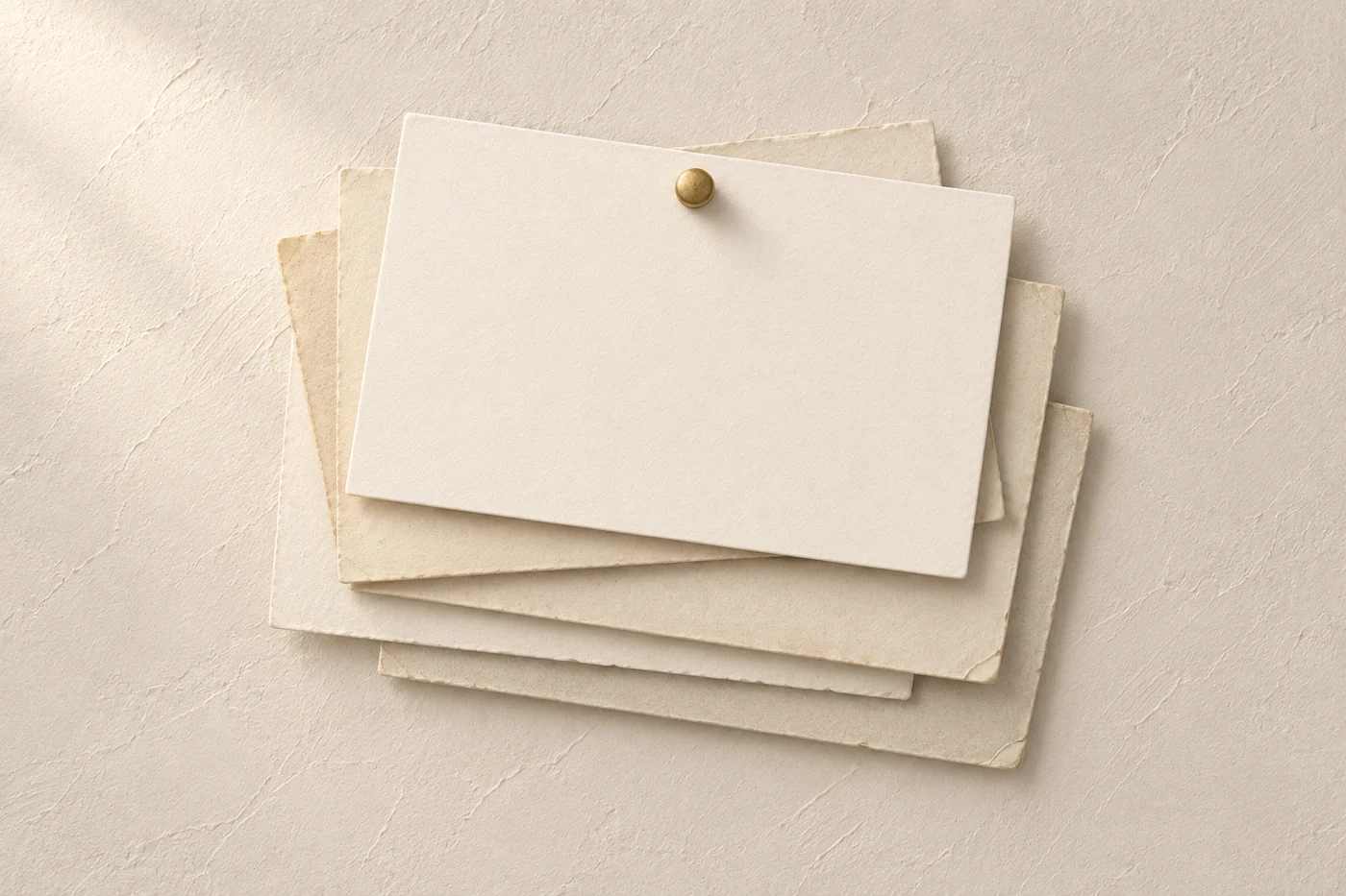 A stack of pinned wall labels